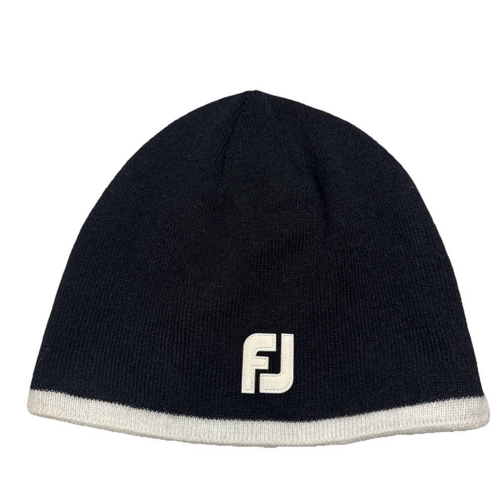 FootJoy Golf Striped Knit Winter Beanie Hat Cap Black One Size‎ Acrylic